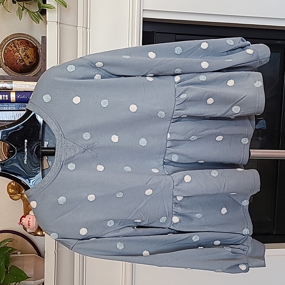 Blu Pepper Blue Polka Dot‎ Sweatshirt Women Medium